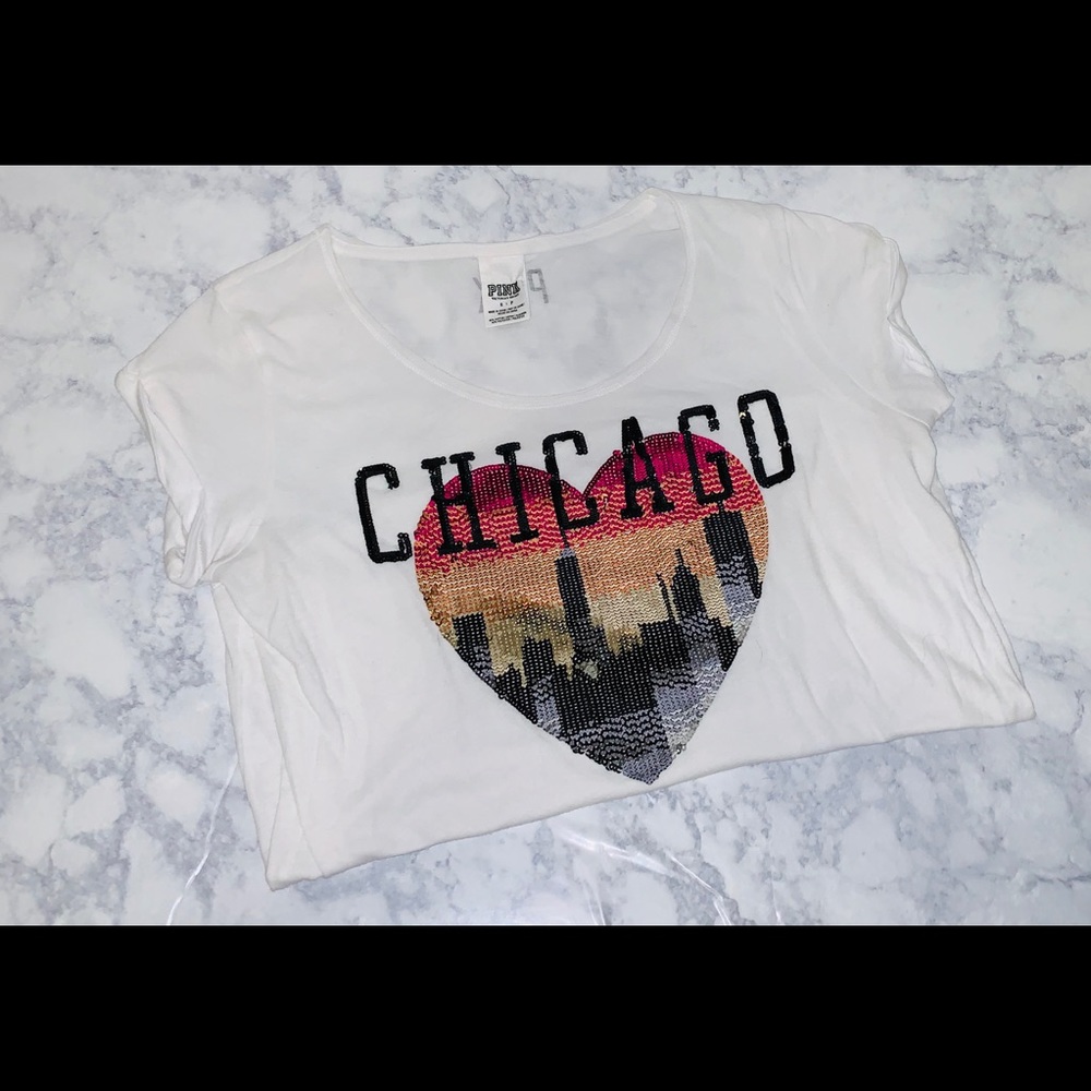 ✨ VS PINK Chicago Sequin Shirt Sz Small ✨